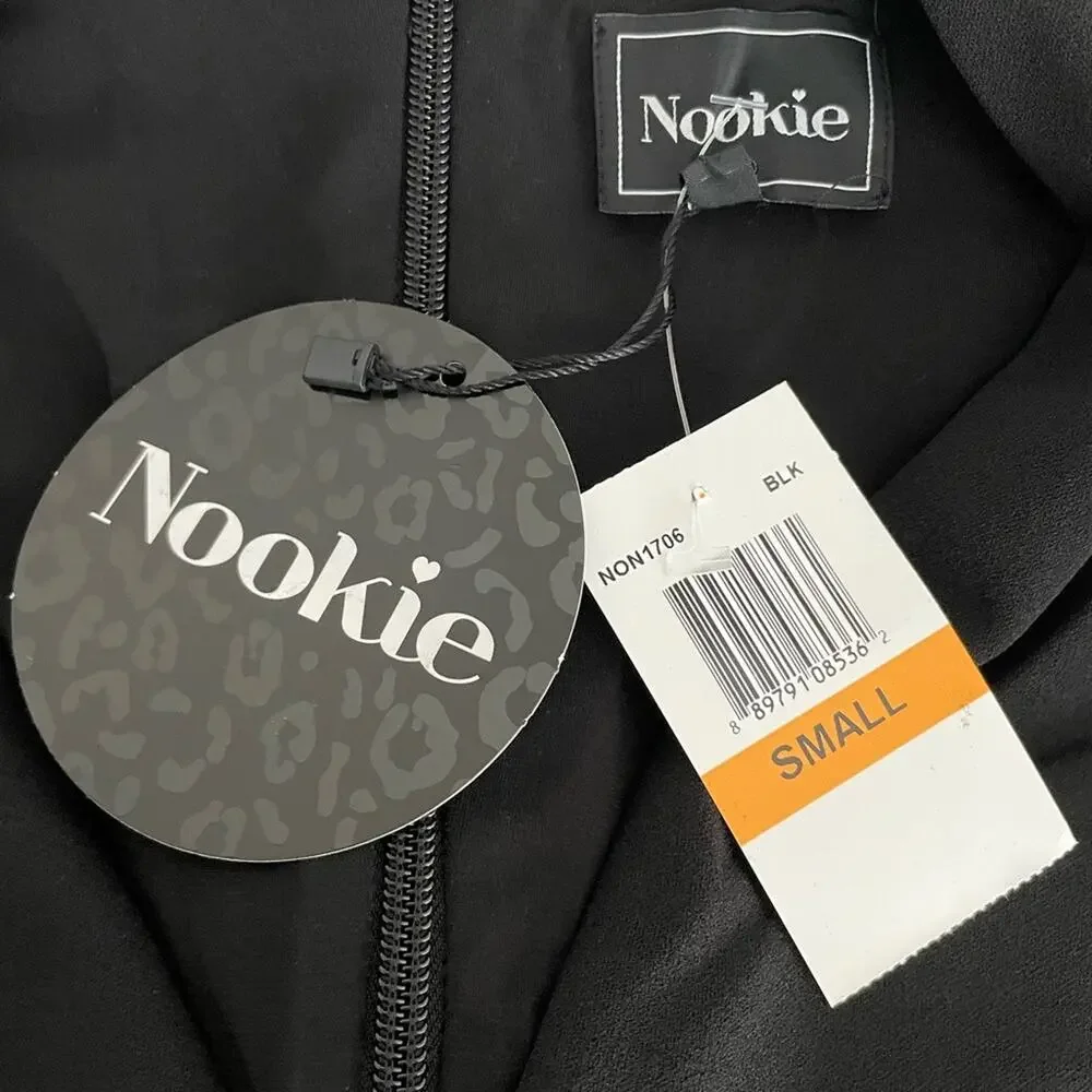 NWT Nookie Iris Long Sleeve‎ Plunge V-Neck Midi Dress Black Small
